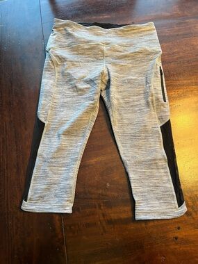 lululemon athletica Gray Capri Leggings with Black Side Panels